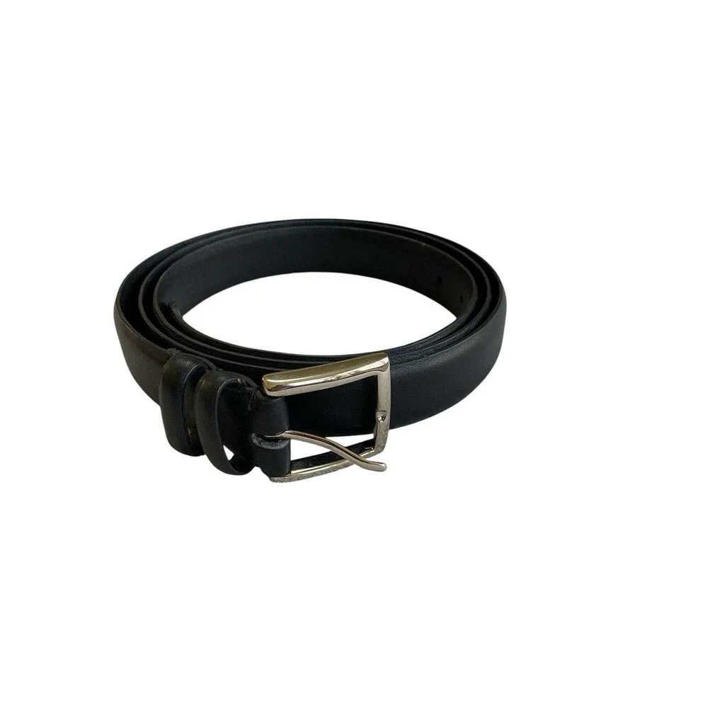 Black Bonded Leather Belt Big And Tall Size 54 Silver Tone Buckle